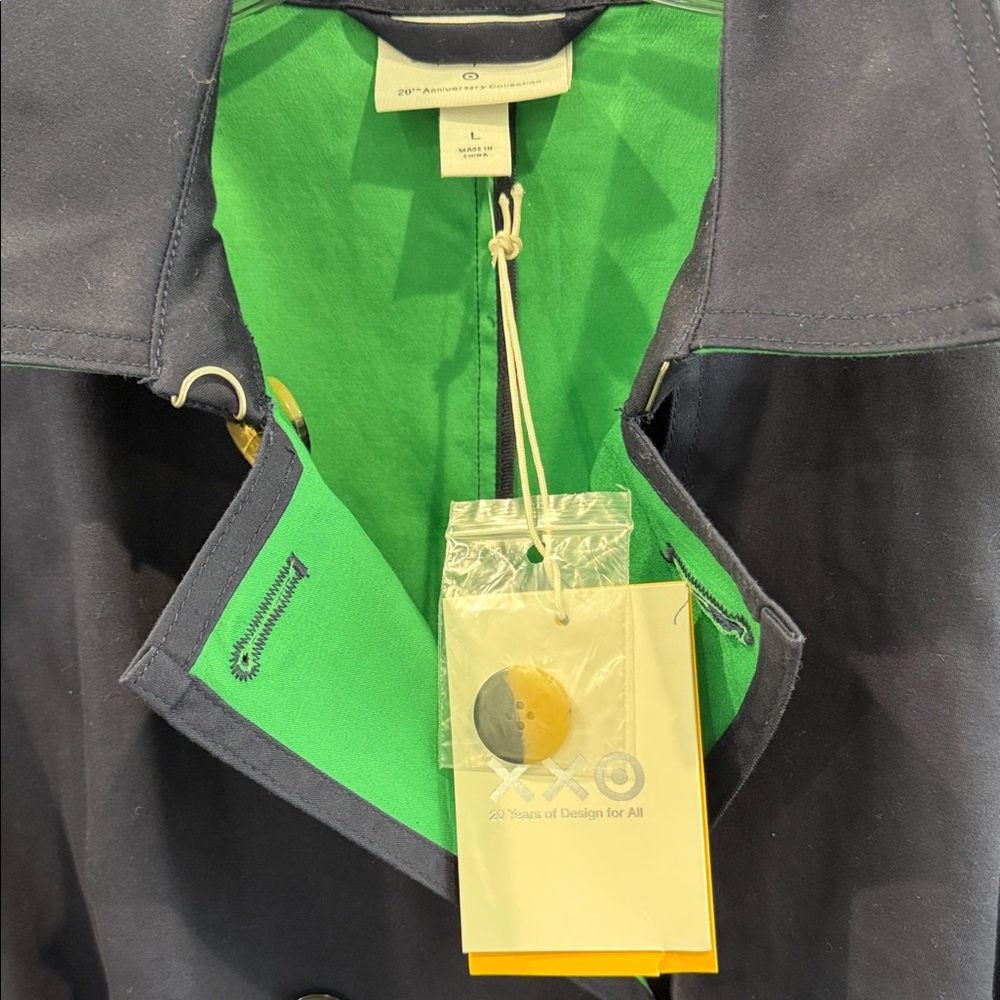 3.1 Phillip Lim for Target Navy Trench Coat with Green Accents - Picture 2 of 5